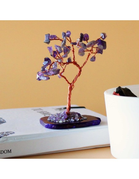 Arbre de pierres – Améthyste sur agate