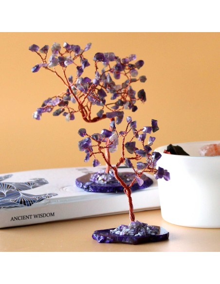Arbre de pierres – Améthyste sur agate