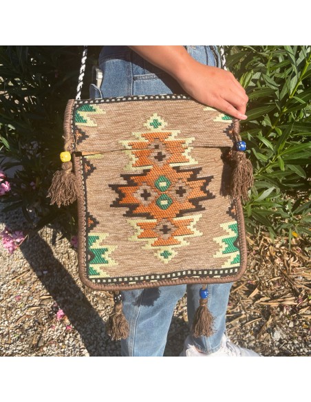 Sac bandoulière Kilim de festival – Beige