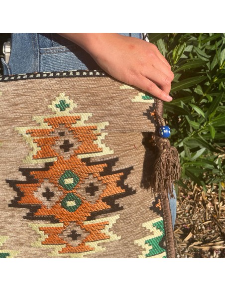 Sac bandoulière Kilim de festival – Beige
