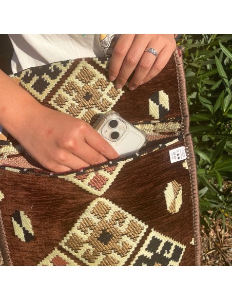 Sac bandoulière de festival Kilim – Chocolat
