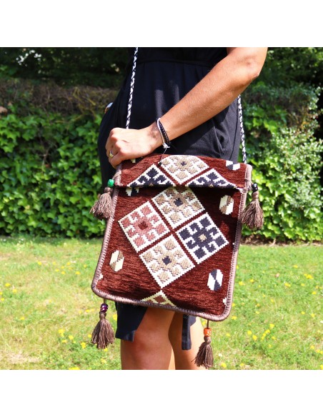 Sac bandoulière de festival Kilim – Chocolat