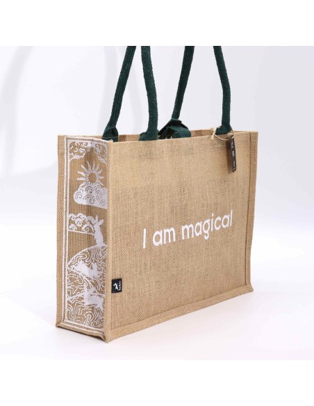 Grand sac en jute Hop Hare – «?Je suis magique?»