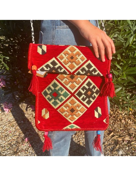 Sac bandoulière Kilim de festival – Rouge