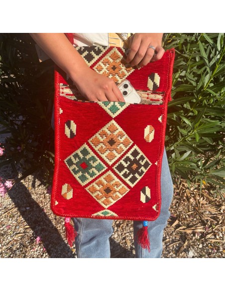 Sac bandoulière Kilim de festival – Rouge