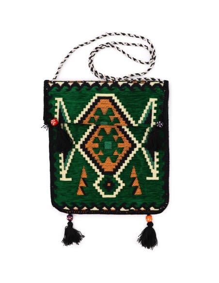 Sac bandoulière de fête Kilim – Vert émeraude