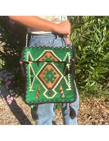 Sac bandoulière de fête Kilim – Vert émeraude