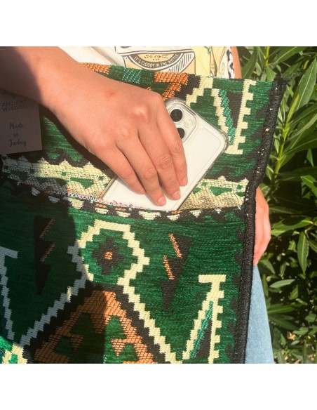 Sac bandoulière de fête Kilim – Vert émeraude