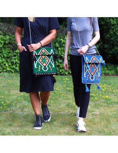 Sac bandoulière de fête Kilim – Vert émeraude