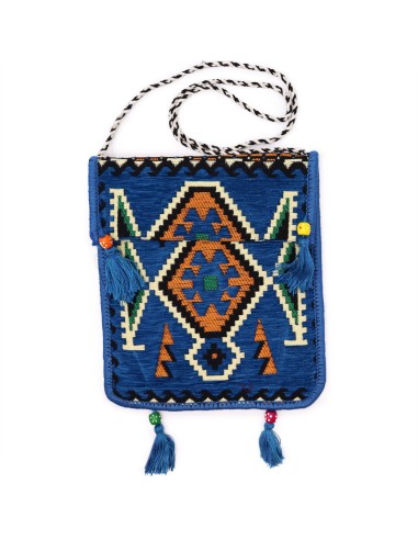 Sac bandoulière de festival Kilim – Bleu ciel