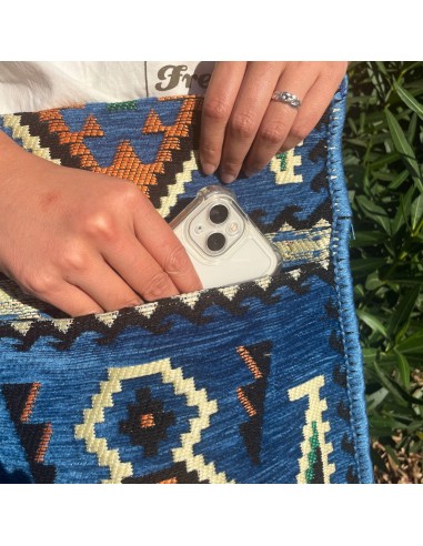 Sac bandoulière de festival Kilim – Bleu ciel