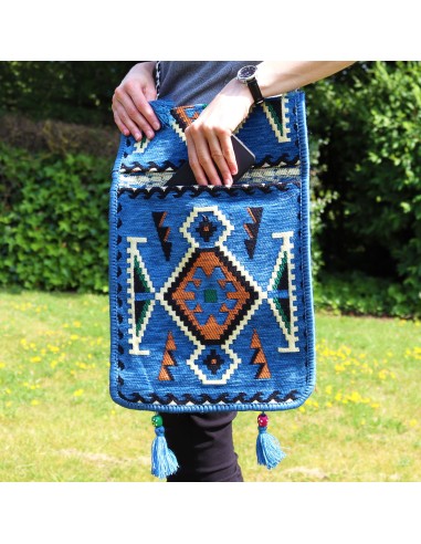 Sac bandoulière de festival Kilim – Bleu ciel