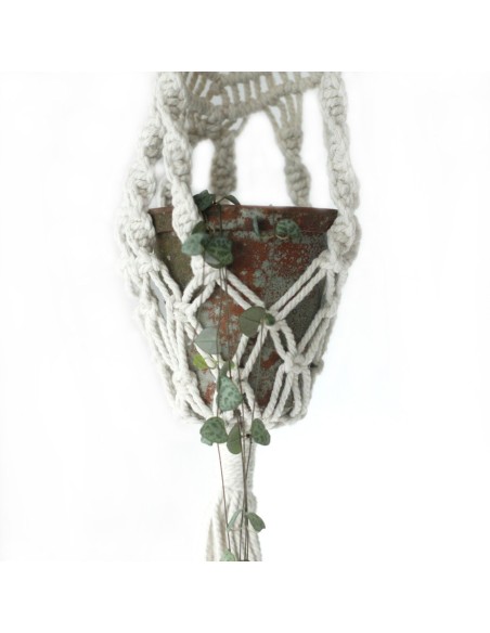 Suspension macramé longue avec anneau – Zen végétal