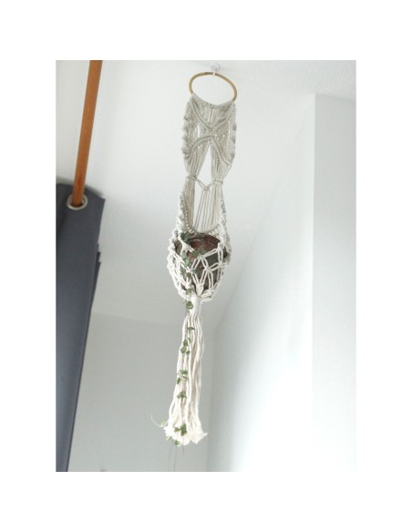 Suspension macramé longue avec anneau – Zen végétal