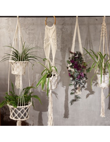 Suspension macramé longue avec anneau – Zen végétal