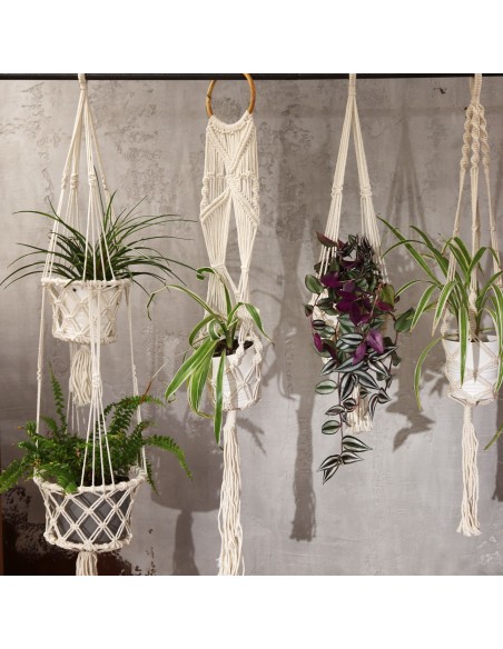 Suspension macramé longue avec anneau – Zen végétal