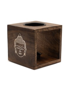 Grand Brûle-parfum en bois de manguier – Visage de Bouddha