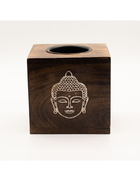 Grand Brûle-parfum en bois de manguier – Visage de Bouddha