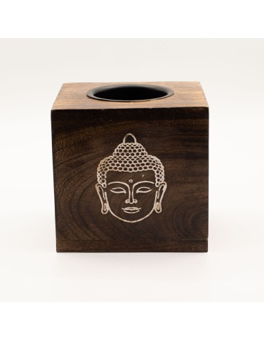 Grand Brûle-parfum en bois de manguier – Visage de Bouddha