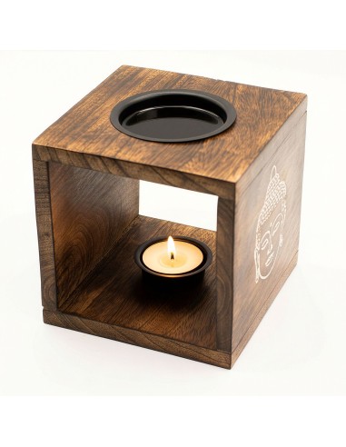 Grand Brûle-parfum en bois de manguier – Visage de Bouddha