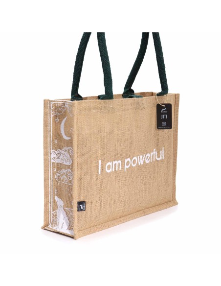 Grand sac en jute Hop Hare – «?Je suis puissante?»
