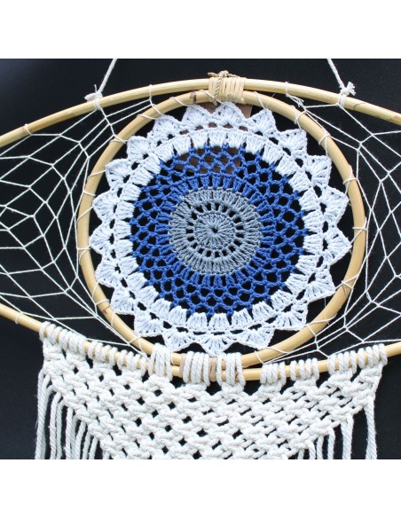 Attrape-rêves macramé œil protecteur – Tons doux aura