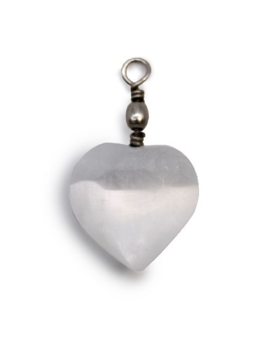 Pendentif cœur en sélénite – Paix zen