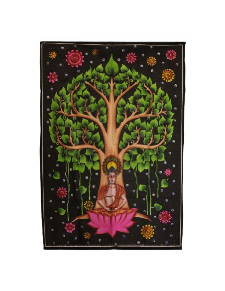 Tenture murale Arbre Bodhi & Bouddha – Éveil intérieur