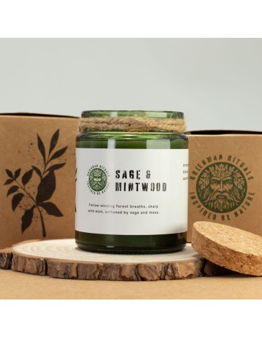 Greenman – Bougie soja Woodwick «Sauge & bois de menthe»