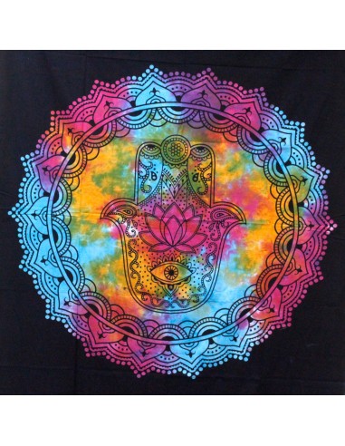 Colcha double Hamsa noire – Protection sacrée