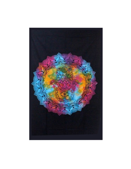 Colcha double Hamsa noire – Protection sacrée