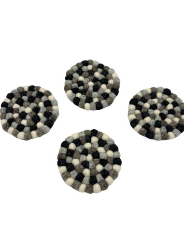 Dessous de verre ronds en feutre – Gris multicolore (lot de 4)