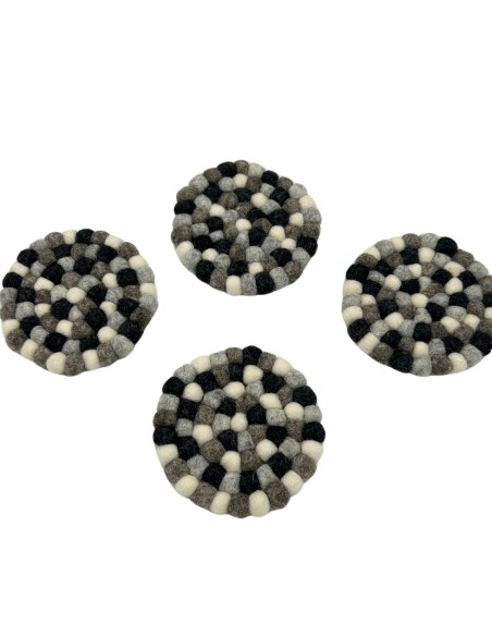 Dessous de verre ronds en feutre – Gris multicolore (lot de 4)