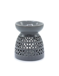 Brûle-parfum classique ajouré – Motif marocain gris