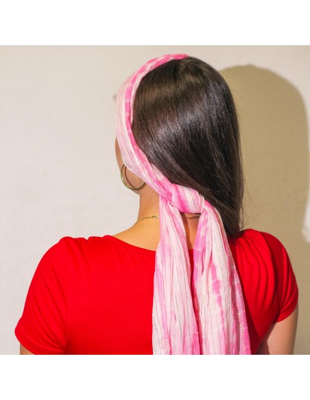 Foulard de fête Nomad Sari – Rose brillant à fil doré