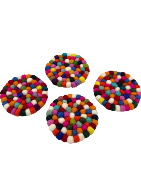 Dessous de verre ronds en feutre – Multicolore (lot de 4)