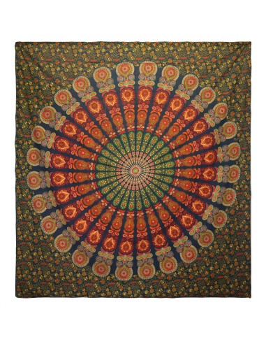 Colcha & tenture Mandala Paon – Vert harmonie