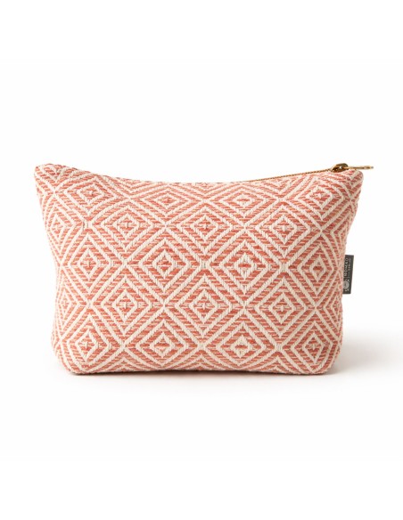 Trousse Nomad Sari jacquard indien – Labyrinthe corail