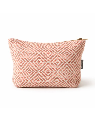 Trousse Nomad Sari jacquard indien – Labyrinthe corail