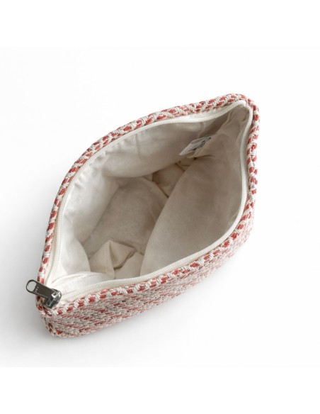Trousse Nomad Sari jacquard indien – Labyrinthe corail
