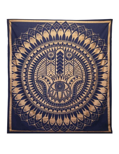 Colcha & tenture Hamsa – Bleu & or sacré