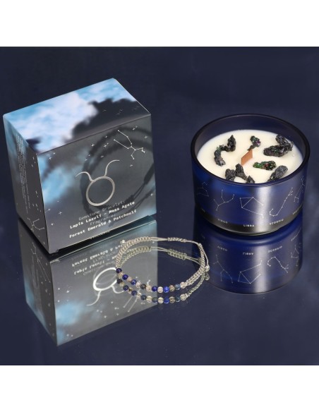 Bougie zodiac en cristal & bracelet – Taureau