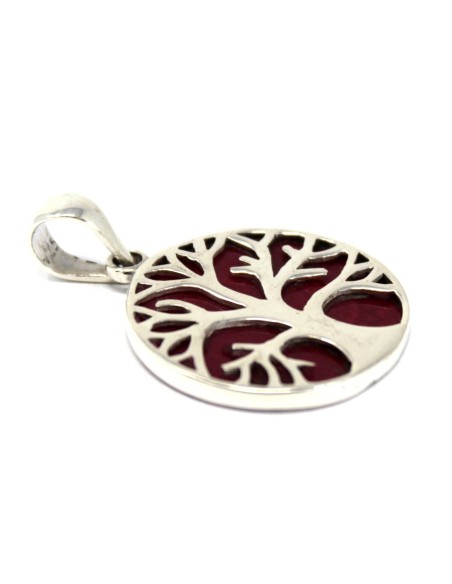 Pendentif Arbre de Vie en argent – Effet corail