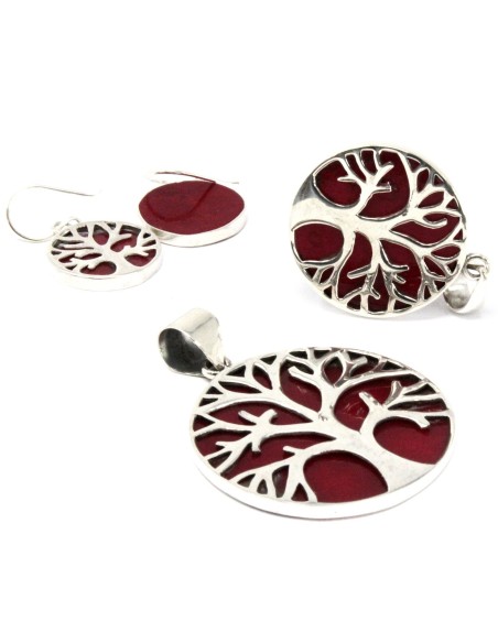 Pendentif Arbre de Vie en argent – Effet corail