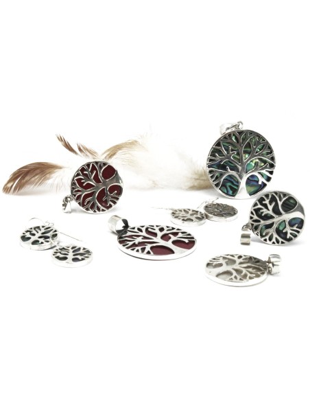 Pendentif Arbre de Vie en argent – Effet corail