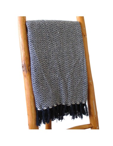 Plaid boho confort - Zigzag marine 125×150 cm