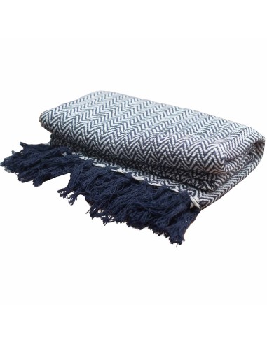 Plaid boho confort - Zigzag marine 125×150 cm