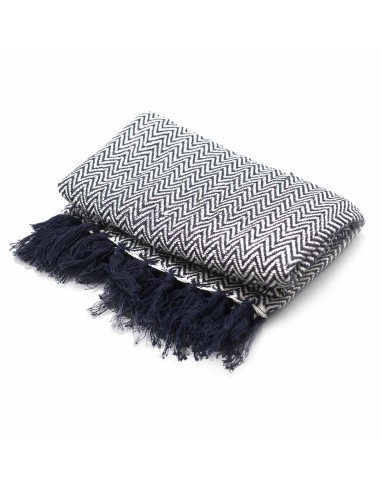 Plaid boho confort - Zigzag marine 125×150 cm