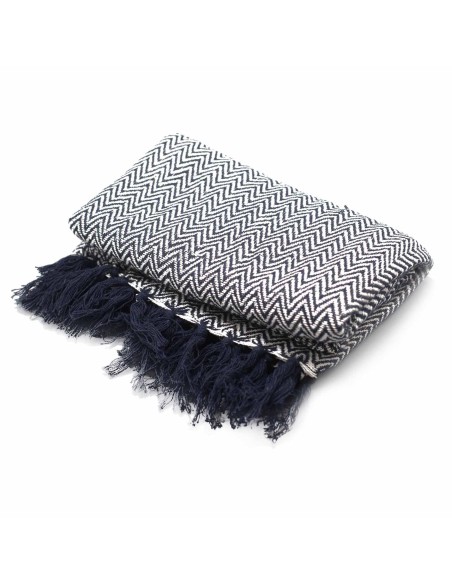 Plaid boho confort - Zigzag marine 125×150 cm