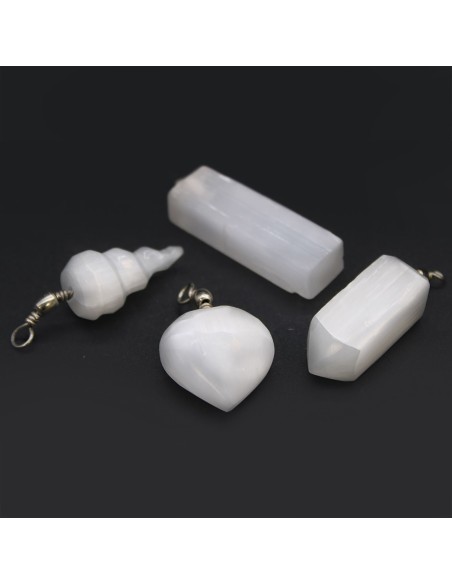 Pendentif Oblix en sélénite – Pureté zen
